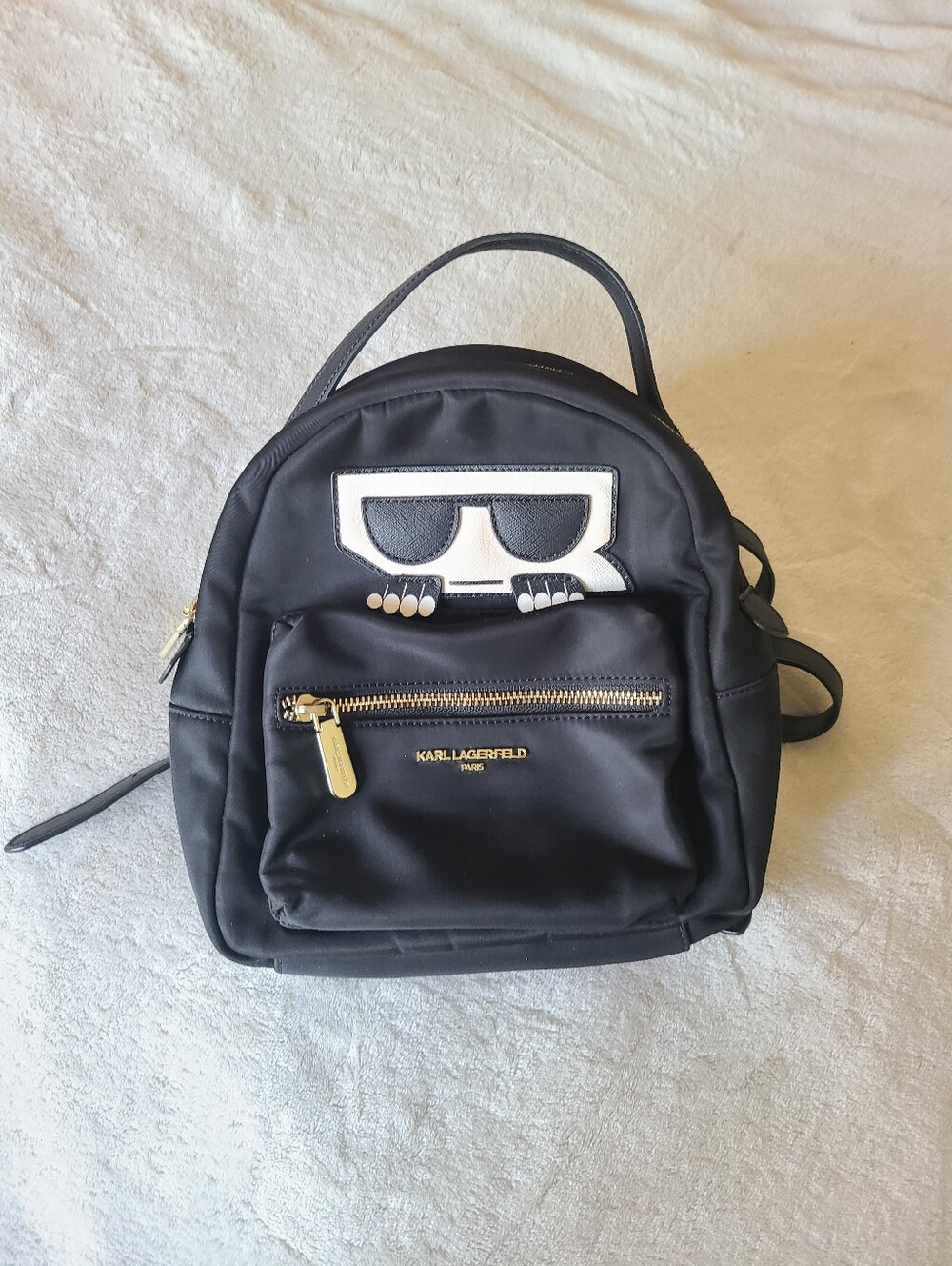 Lagerfeld Paris Amour nylon backpack Black Mini Gold Hardware